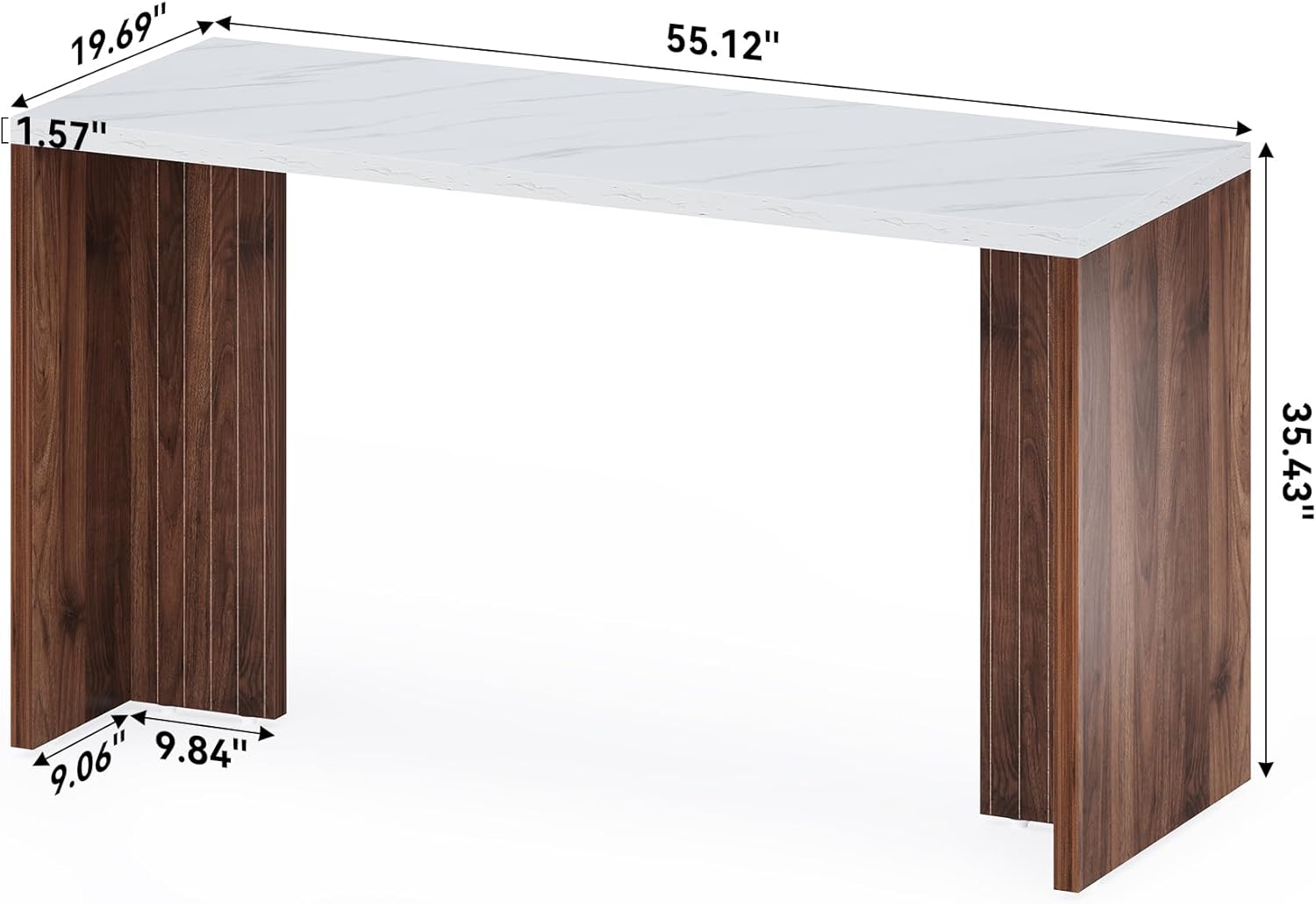 55" Home Bar Table with a Faux Marble Finished Tabletop